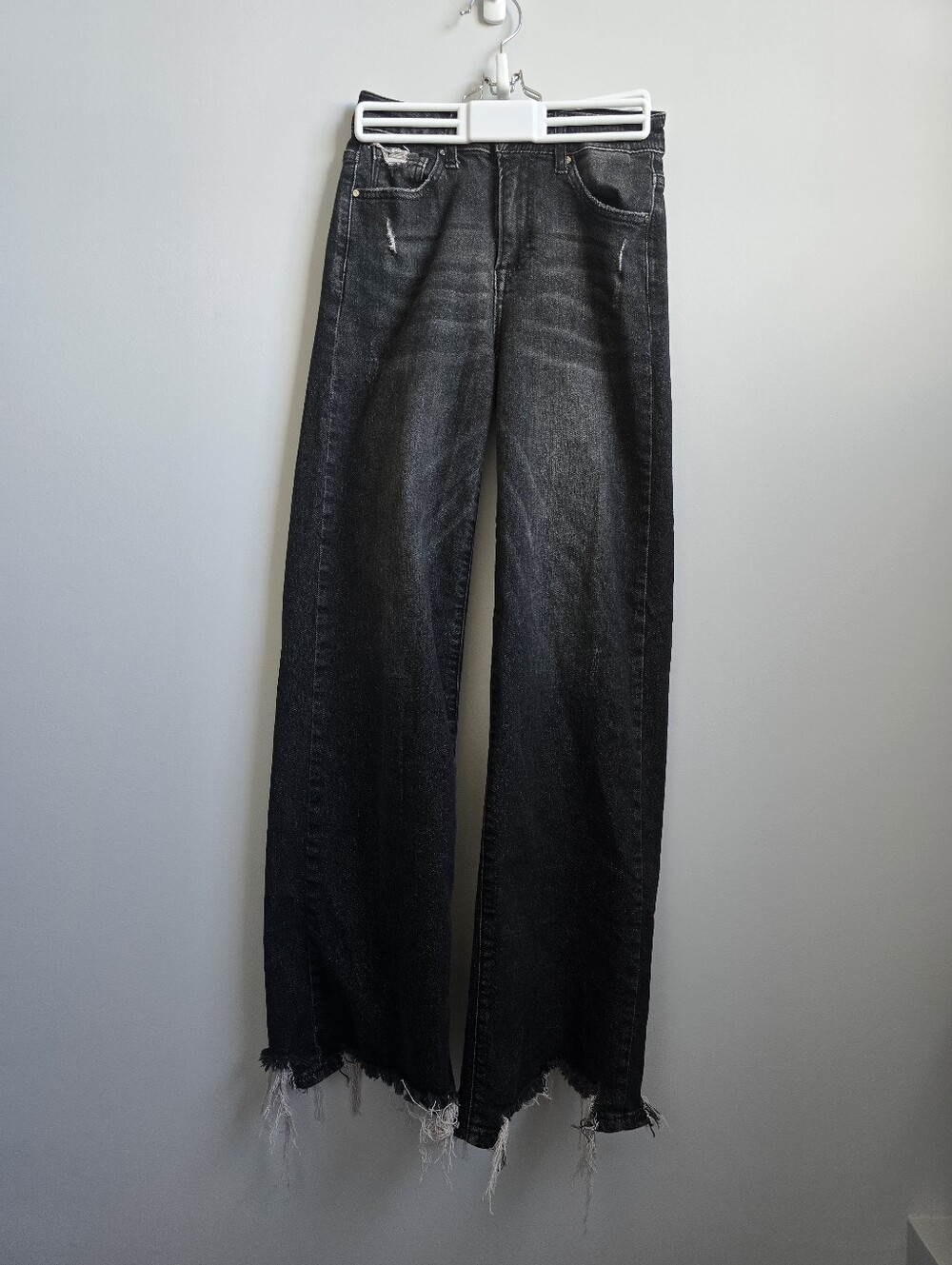 Distressed Hem Black Jeans
